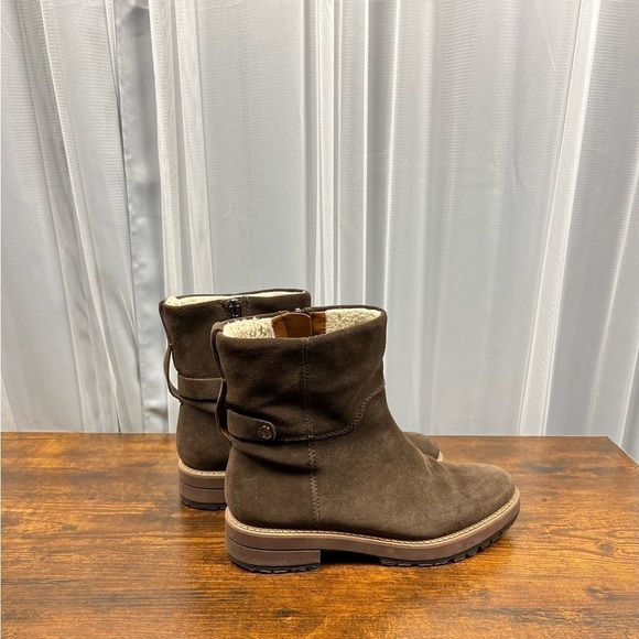 Franco Sarto Shoes - Franco Sarto Roabla Ankle Boot Lug Bottom Faux Fur Lining Suede Brown Women’s 8